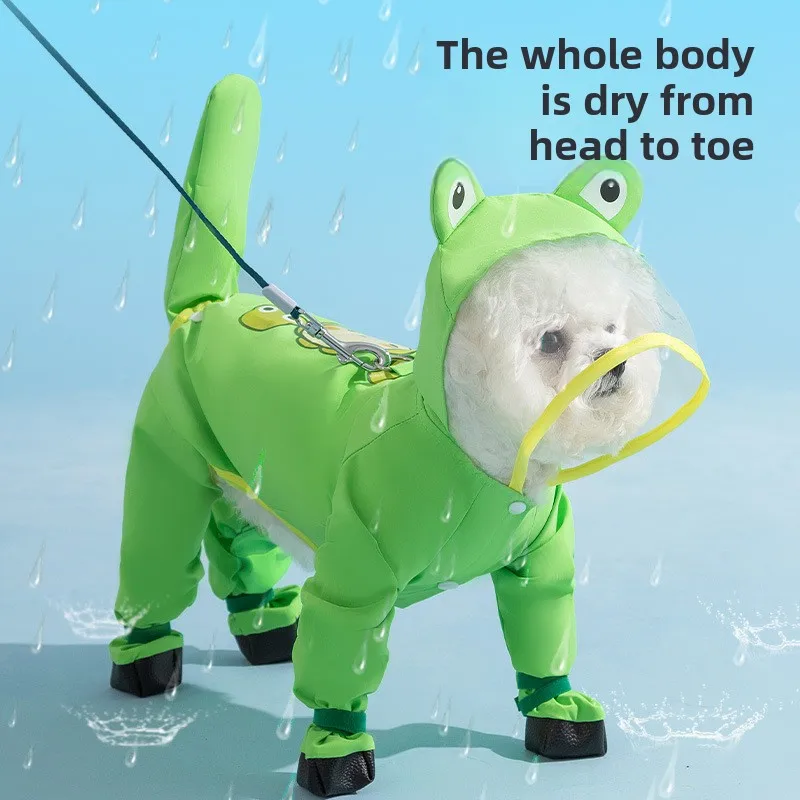 جرو الكلب مع أقدام المعطف شامل - مراجعة Dog Raincoat وسعره
